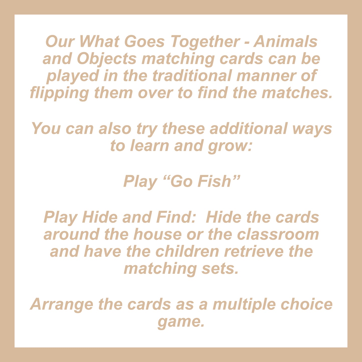 Animals And Objects Matching Game Ways To Play