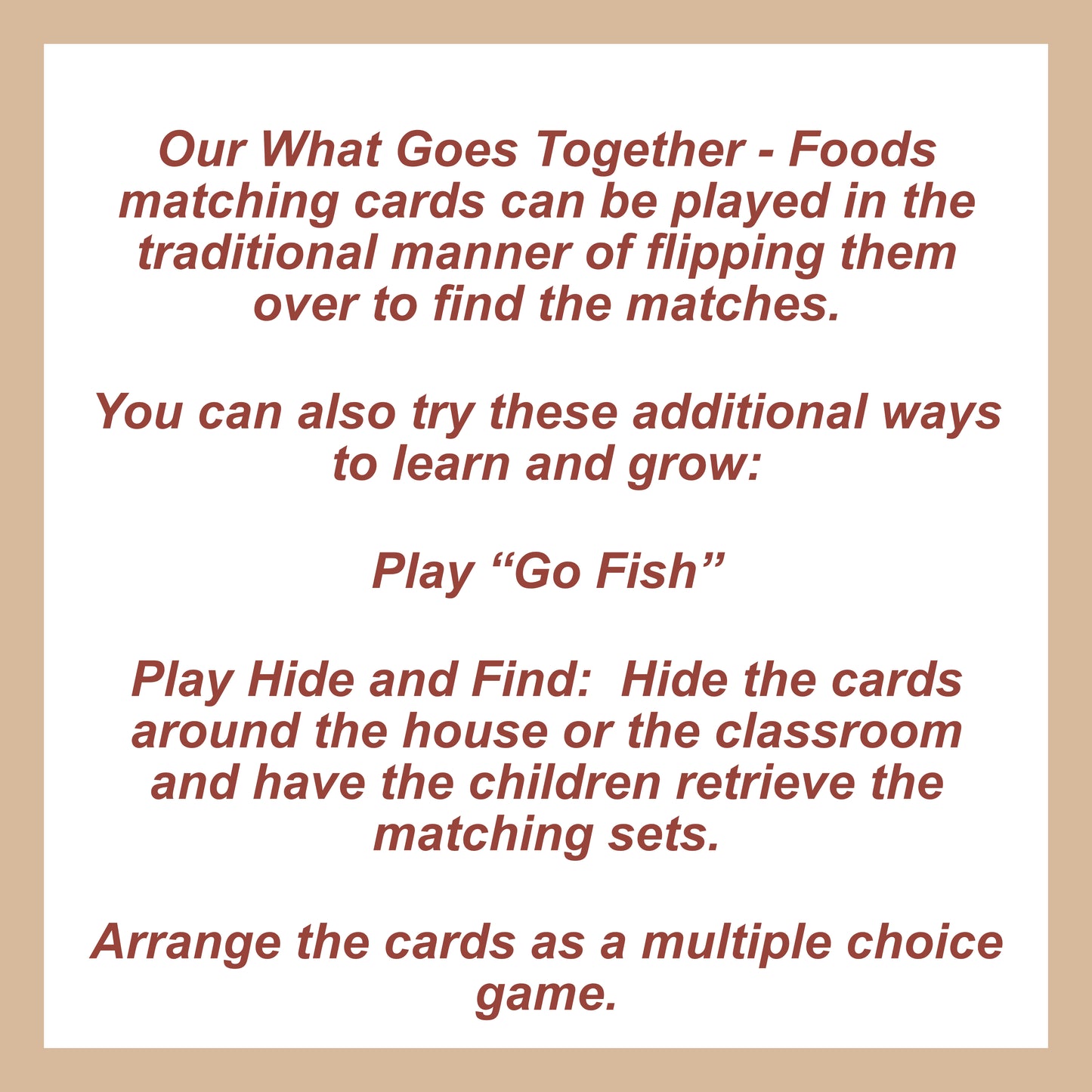 Foods Matching Game Ways To Play