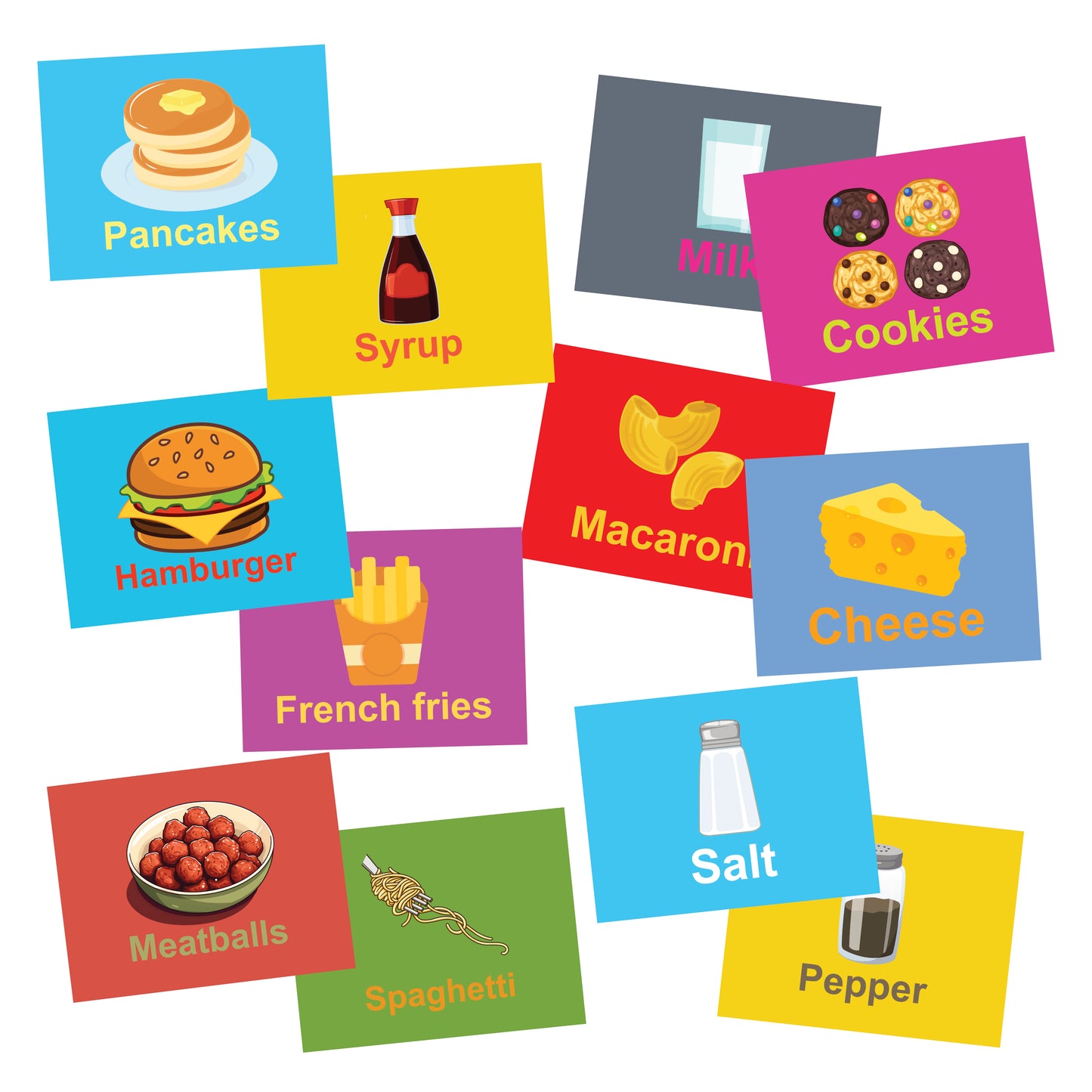 Matching Game Cards - Foods