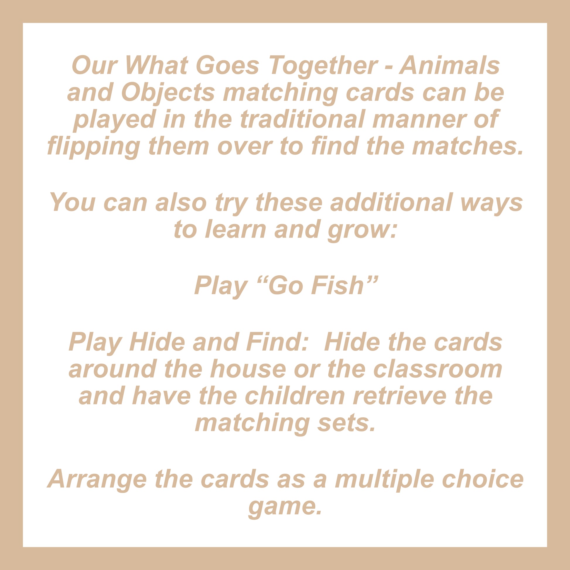 Animals And Objects Matching Game Ways To Play