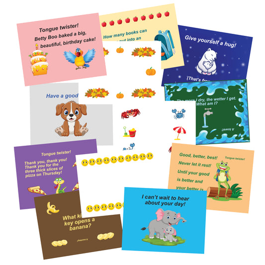 Motivation, Joke, and Tongue Twister Cards for Kids! (Plus 10 Blank Cards for Personal Messages)!