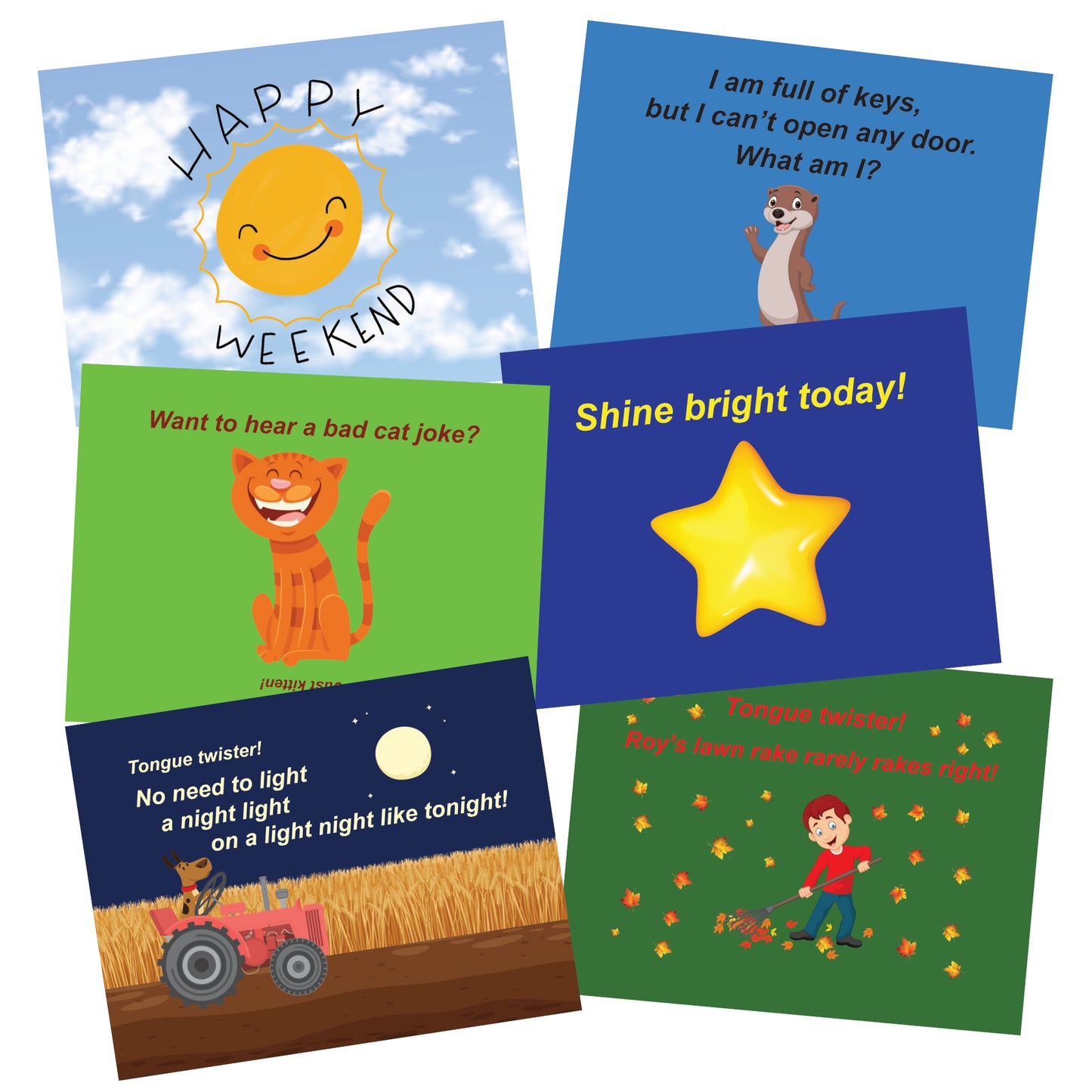 Mini Pack Of 21 Motivation, Joke And Tongue Twister Lunch Box Notes For Kids