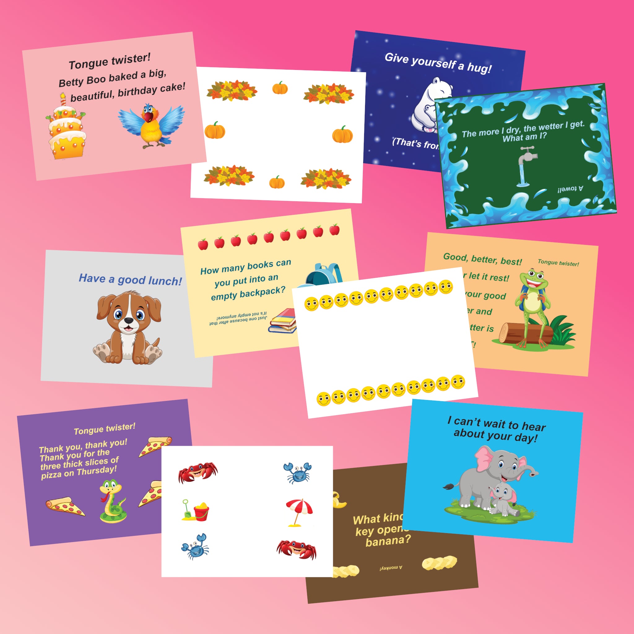 Collage of cards inside Little Box Of Love And Laughs